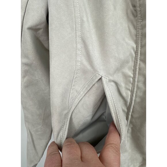 Susan Graver Faux Suede Zip-Up Jacket Beige With Stand Collar Women's Size 2X - Picture 3 of 8